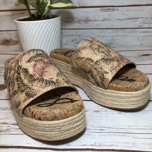 Sam Edelman Weslee Palm Wedge Slide Sandals - Picture 2 of 5